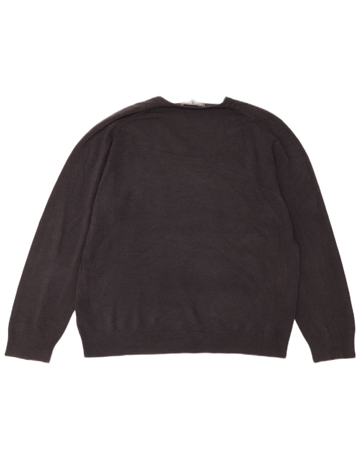 Suéter masculino Marks & Spencer com decote em V 2XL azul marinho acrílico