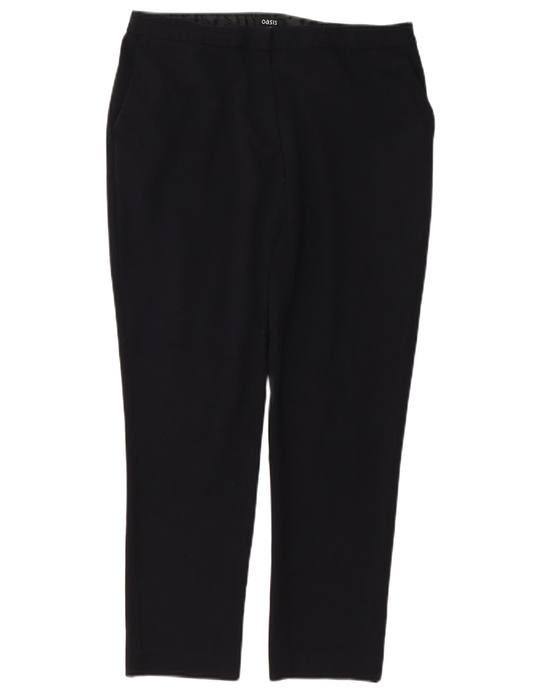 Calça chino reta feminina Oasis UK 12 médio W32 L26 poliéster preto