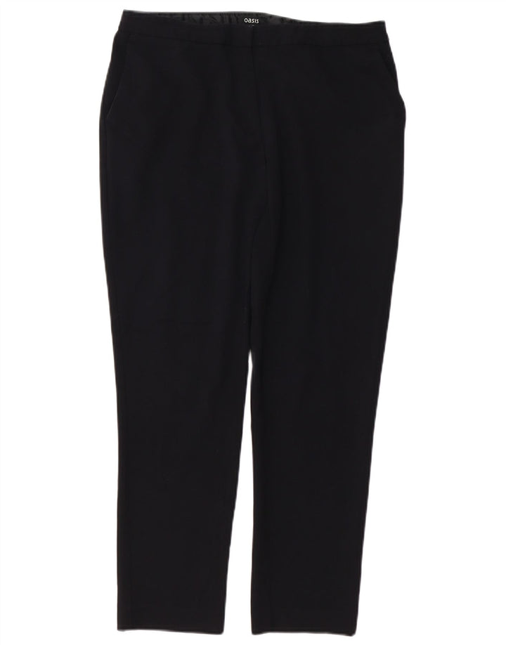 Calça chino reta feminina Oasis UK 12 médio W32 L26 poliéster preto