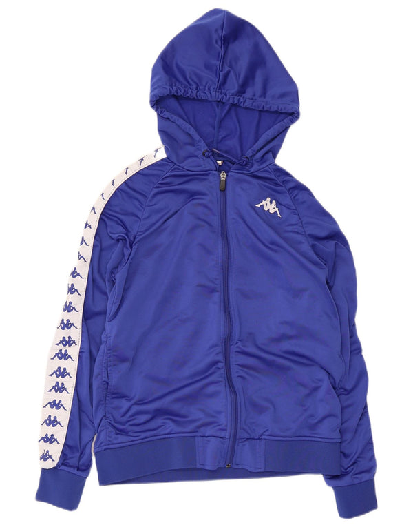 Suéter feminino KAPPA com capuz e zíper gráfico Reino Unido 10 pequeno bloco colorido azul