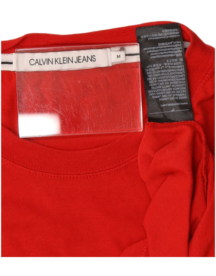 Camiseta feminina CALVIN KLEIN JEANS com estampa gráfica UK 14 algodão vermelho médio