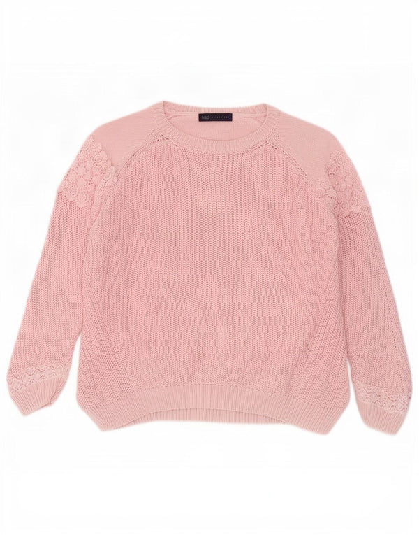 Suéter feminino Marks & Spencer com gola canoa Reino Unido 14 grande rosa floral