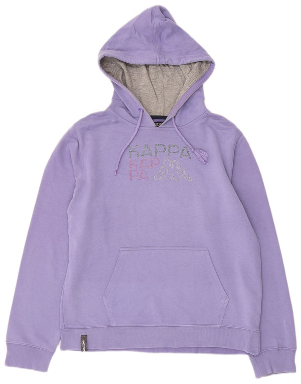 Suéter com capuz gráfico feminino Kappa UK 20 2XL algodão roxo
