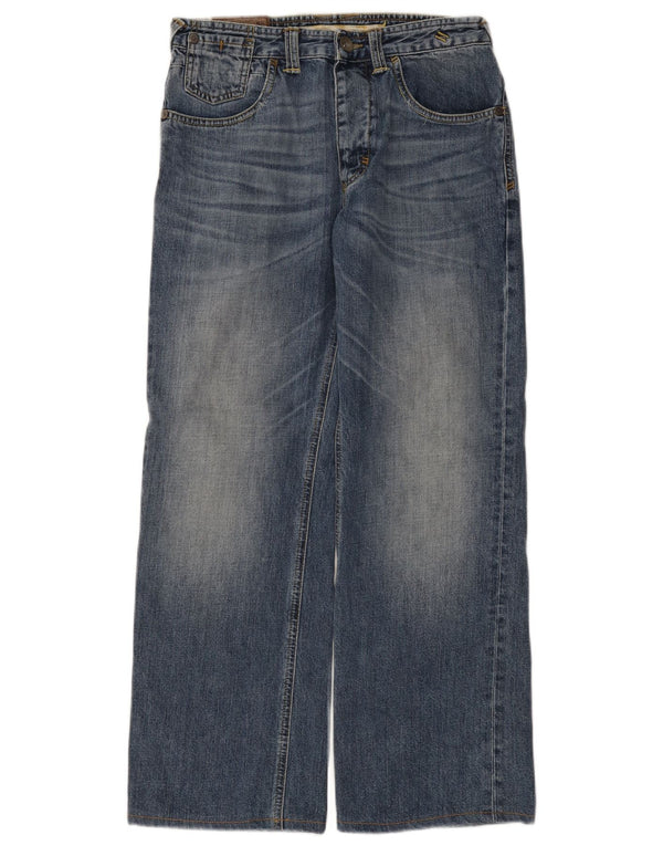 Calça jeans masculina Fat Face de perna larga W30 L29 algodão azul