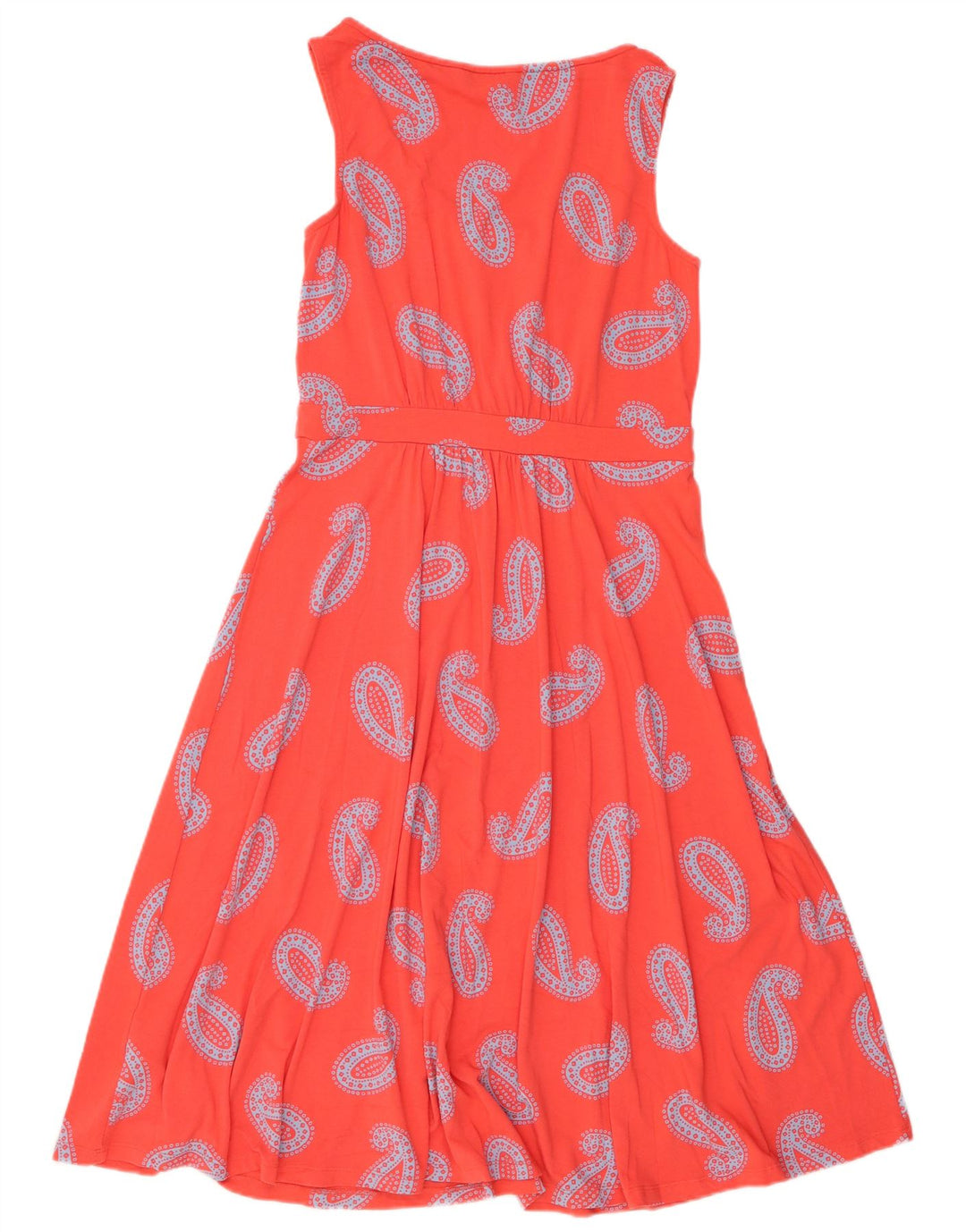 Vestido feminino BODEN longo sem mangas evasê Reino Unido 12 médio vermelho paisley viscose