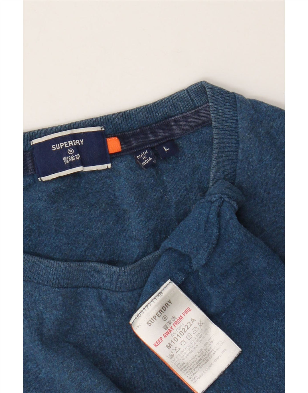 Camiseta masculina Superdry Top grande algodão manchado azul