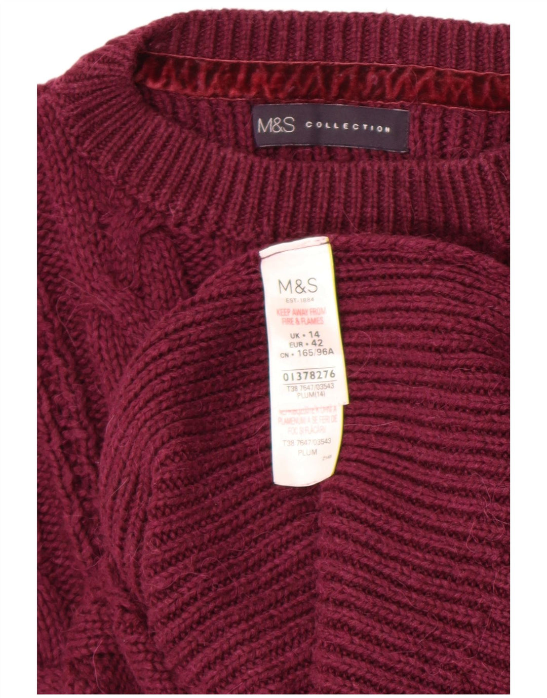 Suéter feminino Marks & Spencer com gola redonda Reino Unido 14 médio marrom