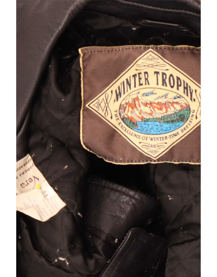 Jaqueta de motociclista feminina de couro vintage IT 44 preto médio