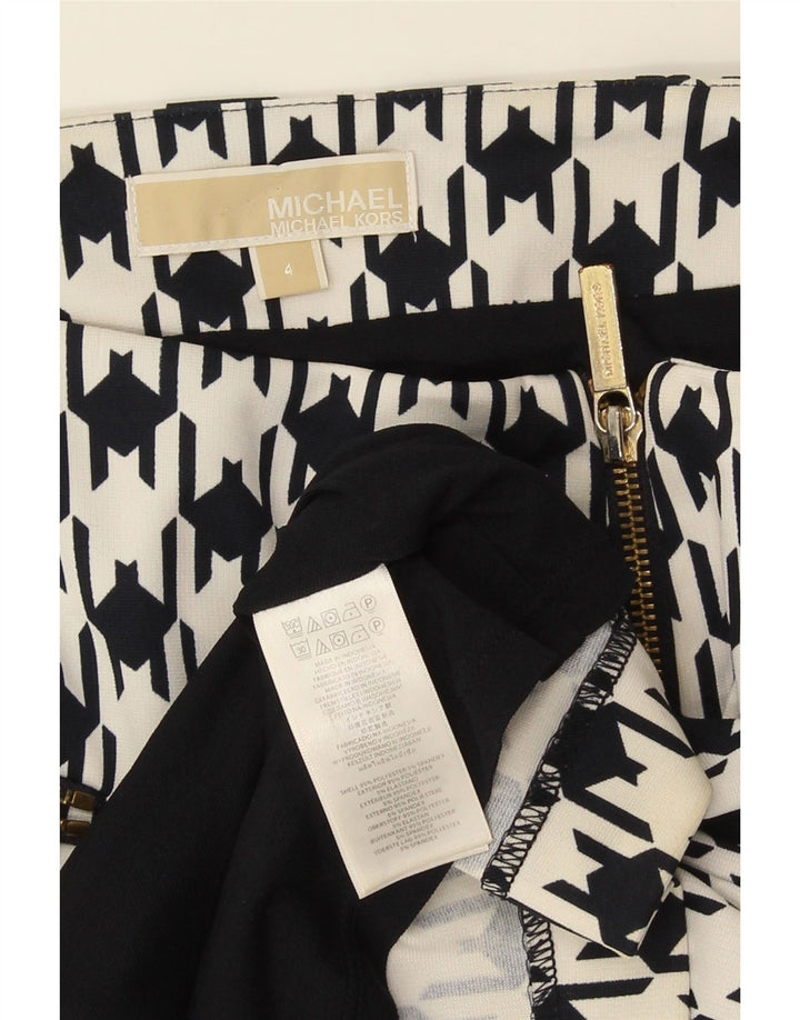Saia lápis feminina Michael Kors US 4 pequena W27 preta houndstooth poliéster