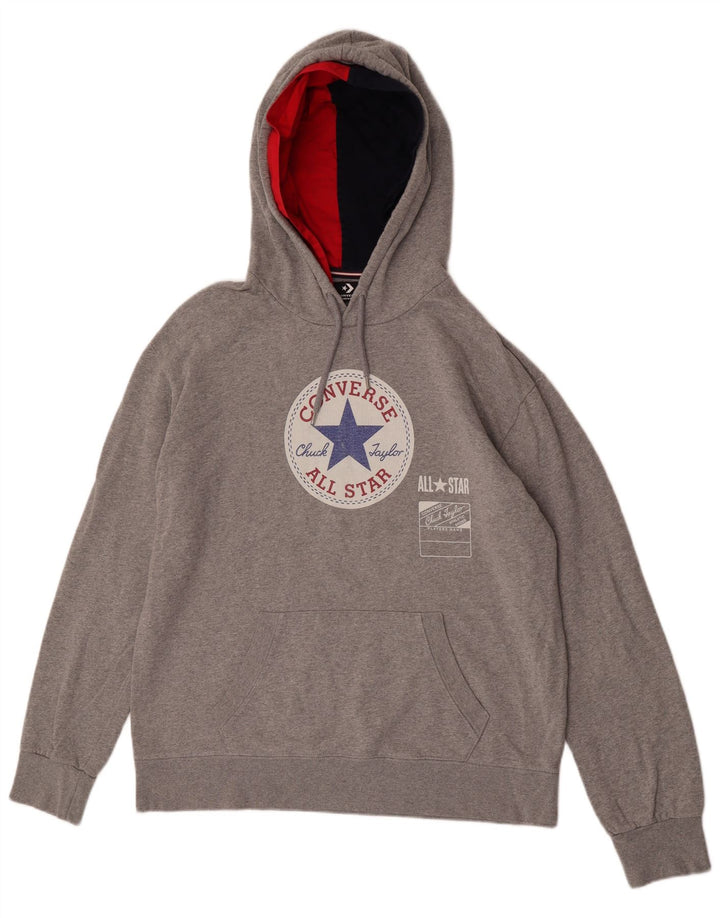 Converse masculino gráfico moletom com capuz grande algodão cinza