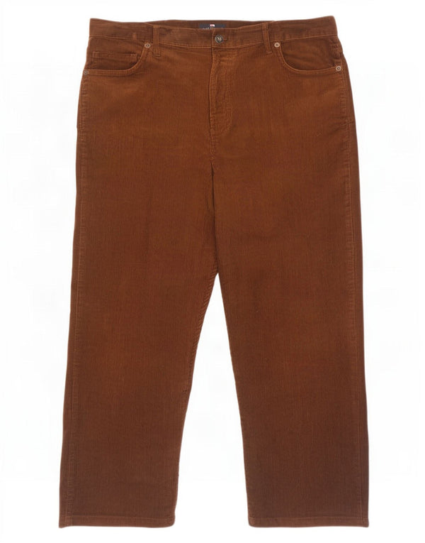 Calça masculina de veludo cotelê Marks & Spencer Blue Harbour W40 L29 marrom