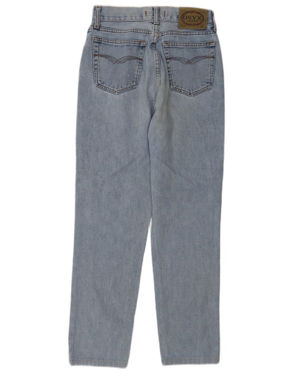 Calça jeans feminina de cintura alta cônica Onyx W29 L28 algodão azul