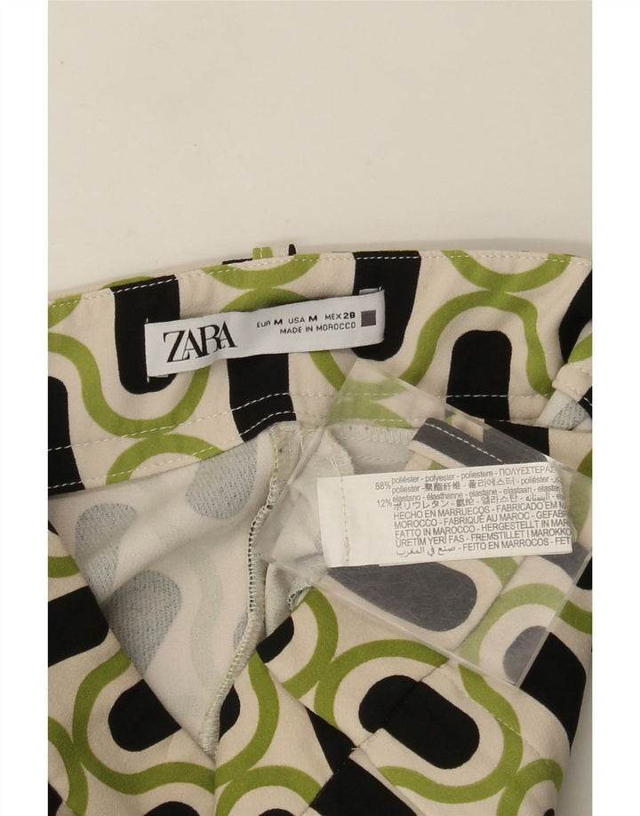 Zara Calça feminina casual bootcut médio W28 L26 verde geométrico