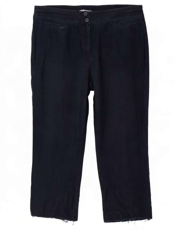 Calça feminina reta casual Marks & Spencer Reino Unido 20 2XL W40 L28 azul marinho