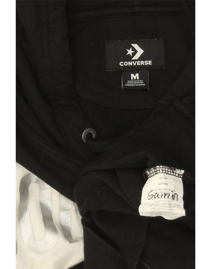 Suéter com capuz gráfico masculino CONVERSE médio preto colorblock algodão