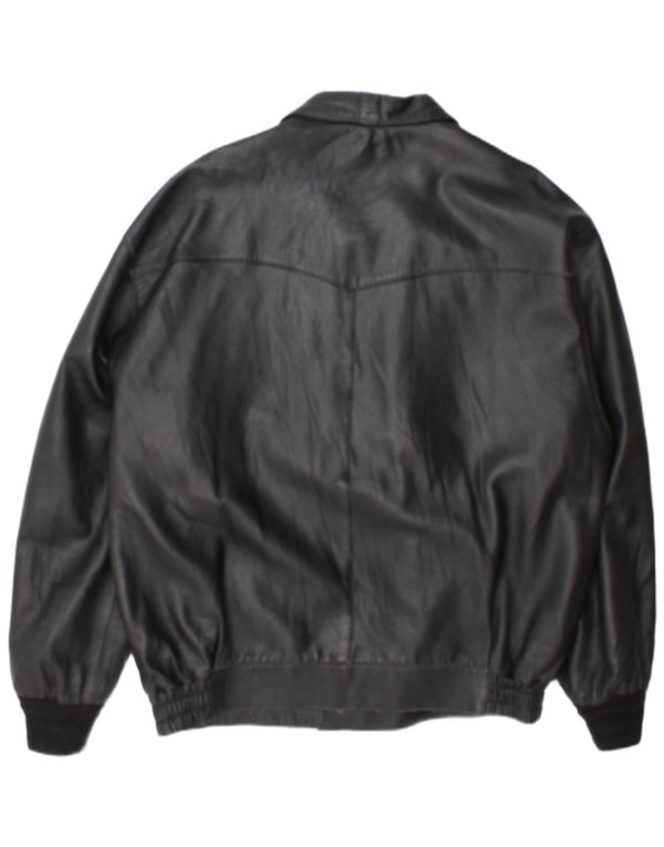 Jaqueta de couro militar masculina vintage UK 42 XL preta