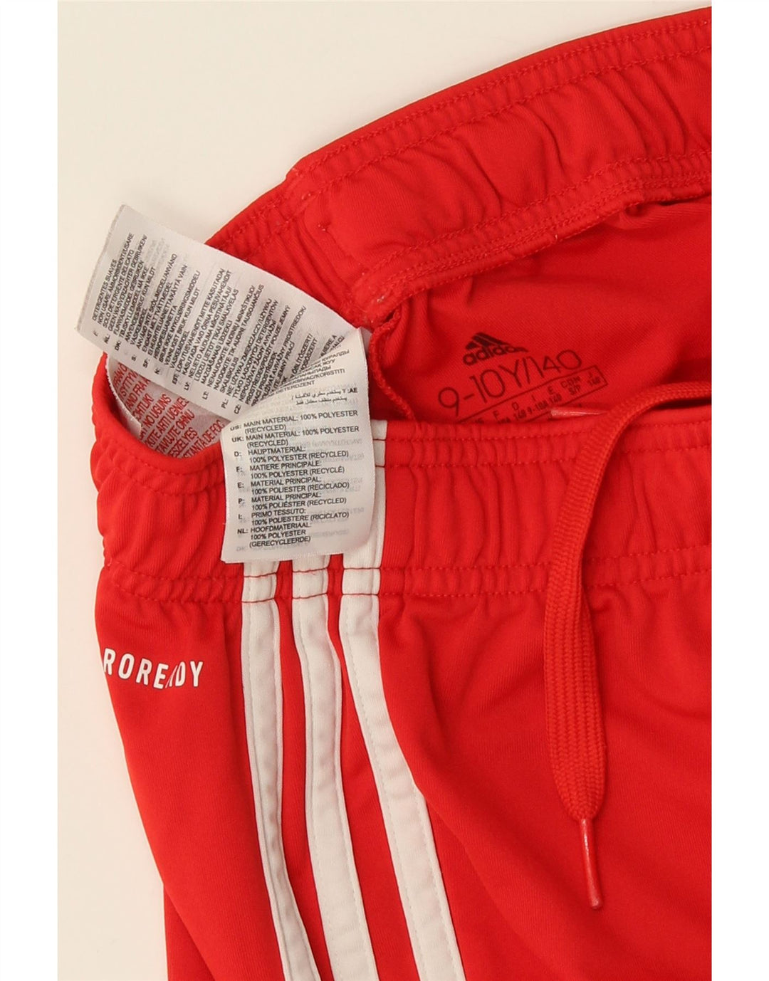 Shorts esportivos Adidas Aeroready para meninos 9-10 anos poliéster vermelho
