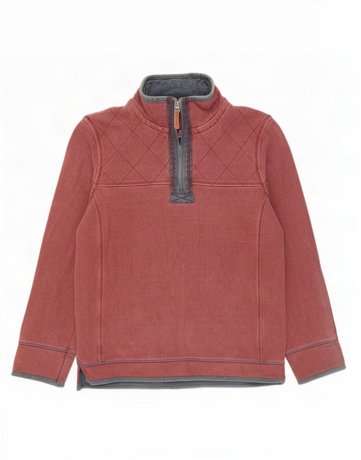 Fat Face Masculino Zip Neck Moletom Jumper Médio Algodão Vermelho