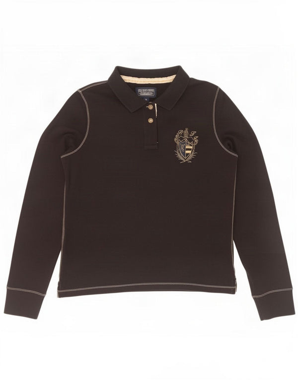 Ralph Lauren Camisa polo feminina gráfica de manga comprida Reino Unido 18 XL algodão preto