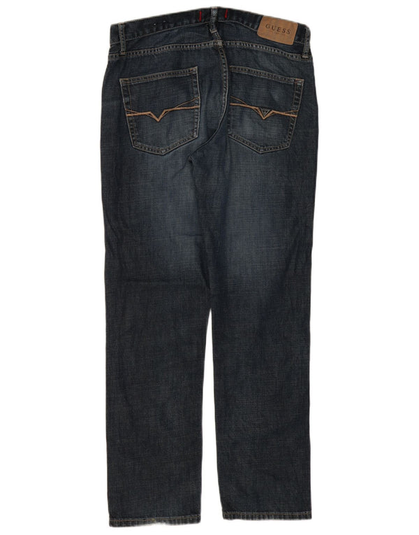 Guess Mens Straight Jeans W31 L30 Azul Algodão