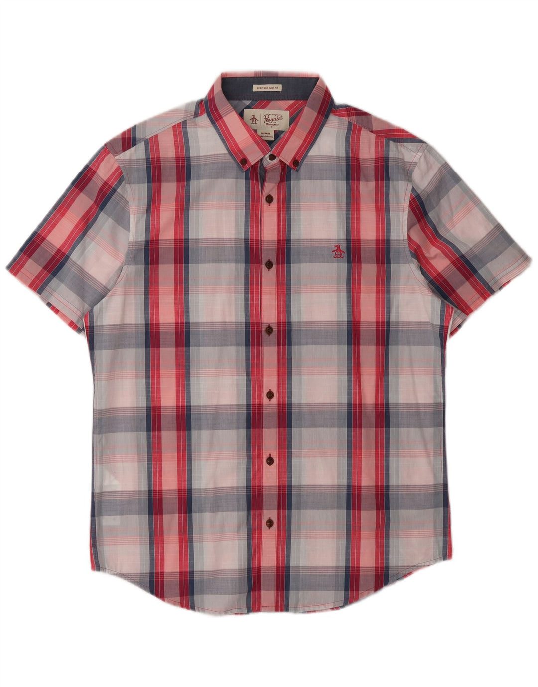 Camisa masculina Penguin Heritage de manga curta média xadrez multicolorida