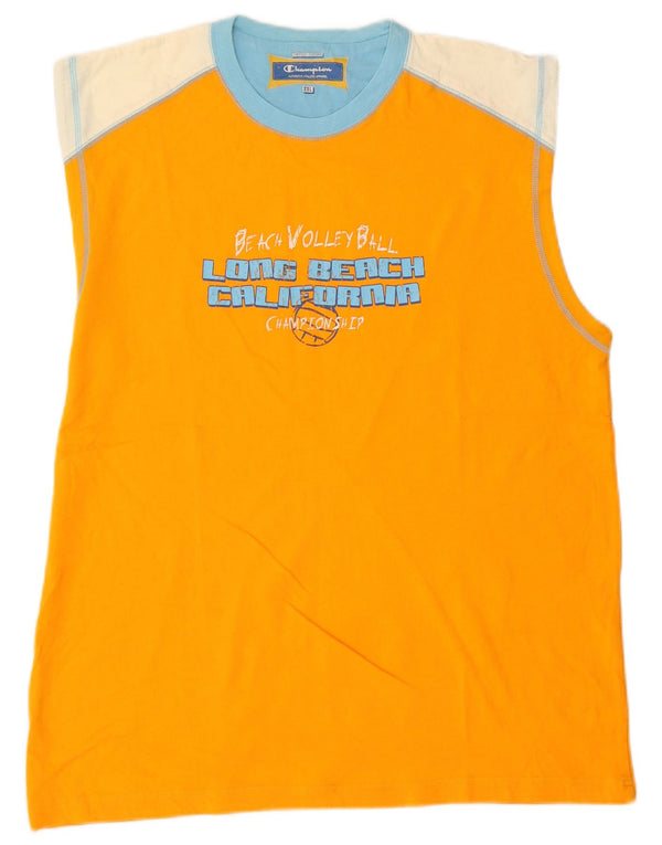 Colete gráfico masculino Champion 2XL algodão colorblock laranja