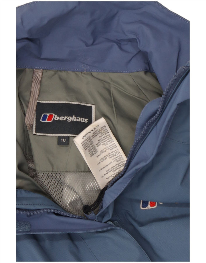 Jaqueta de chuva feminina com capuz BERGHAUS Reino Unido 10 pequeno bloco colorido azul de nylon