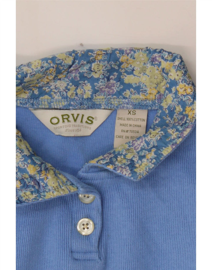 ORVIS Womens Oversized Polo Neck Sweatshirt Jumper UK 6 XS Blue Cotton Vintage Orvis and Second-Hand Orvis from Messina Hembry 