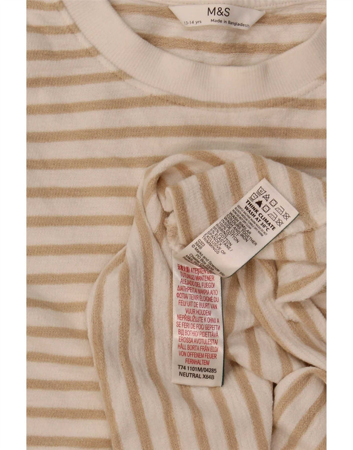 Marks & Spencer Top feminino oversized manga comprida 13-14 anos listrado bege