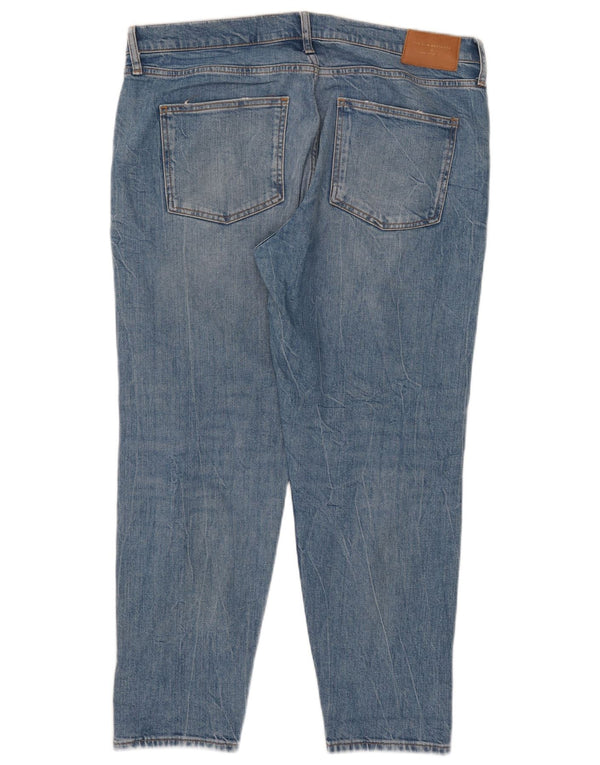 Zara Jeans feminino cortado desgastado EU 44 XL W34 L27 algodão azul