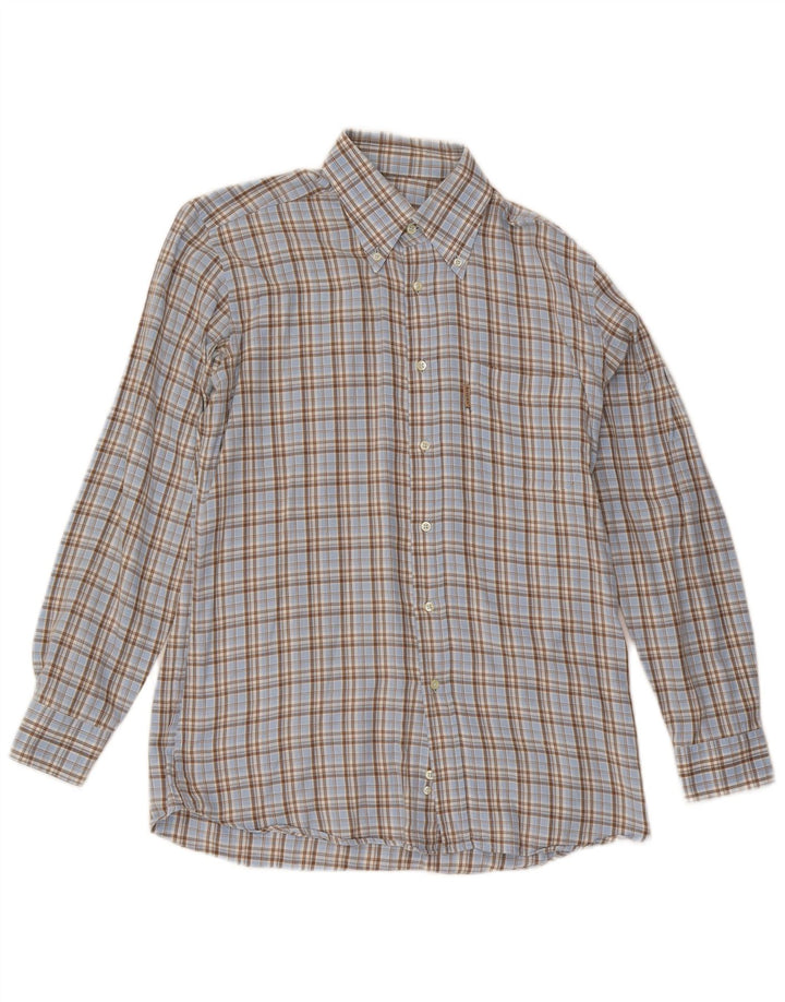 Camisa masculina Avirex de algodão xadrez azul médio