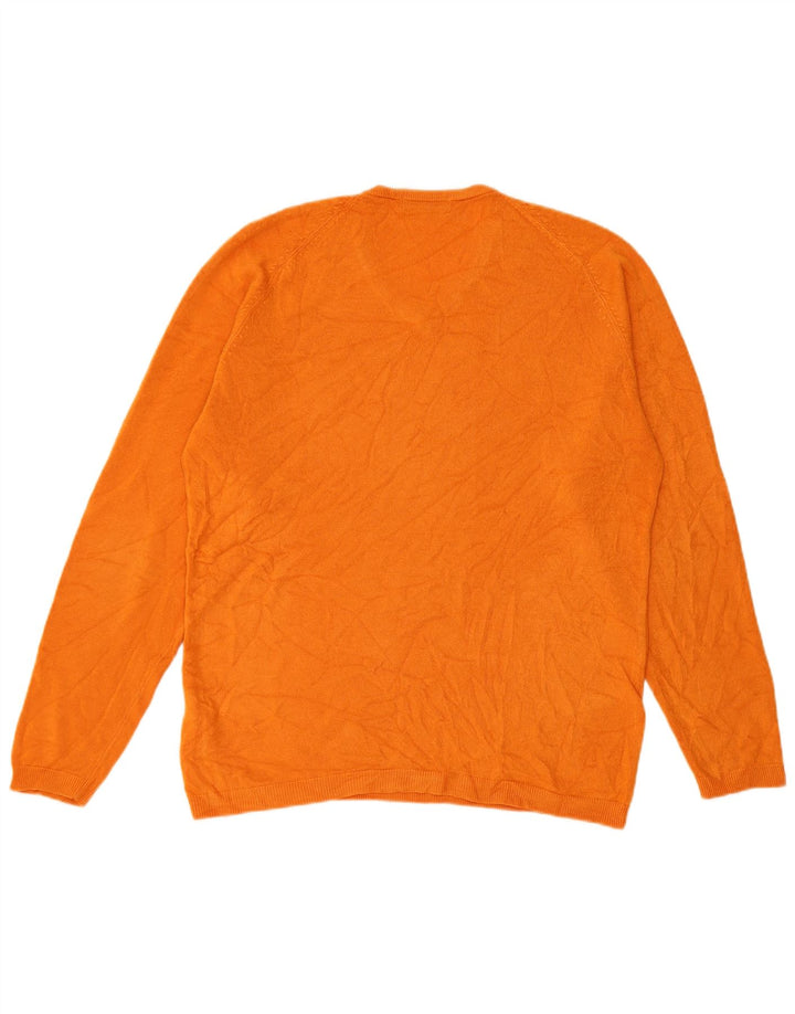 Suéter masculino Marks & Spencer Autograph com decote em V pequeno laranja acrílico