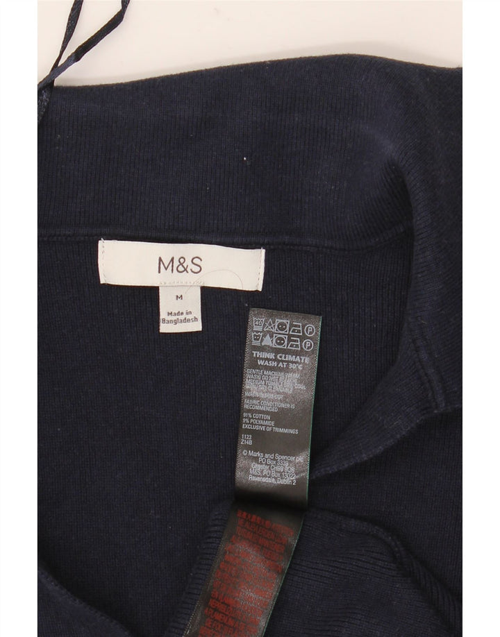 Camisa polo feminina Marks & Spencer Reino Unido 12 algodão azul marinho médio