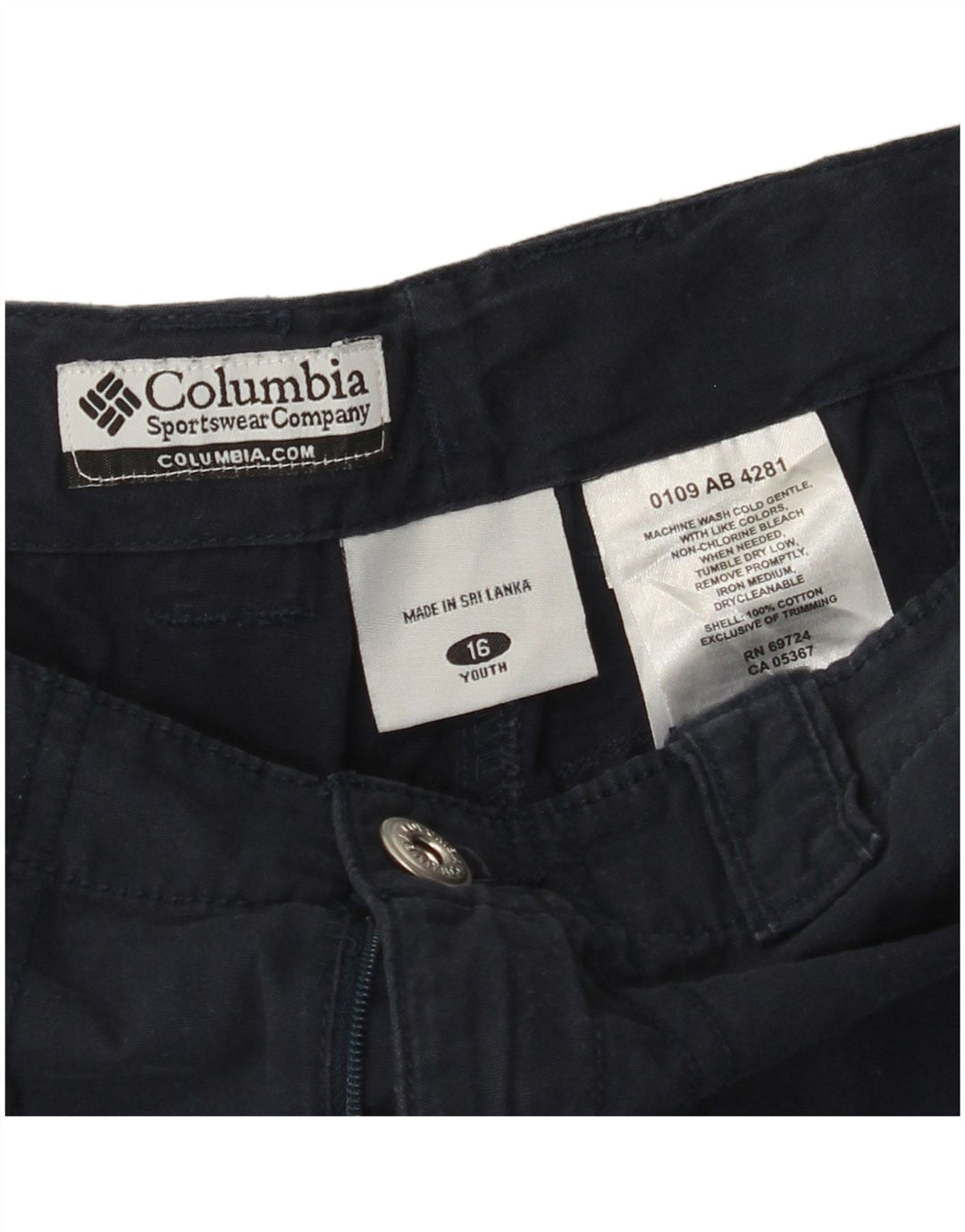 COLUMBIA Meninos Cargo Shorts 15-16 Anos W26 Azul Marinho Algodão