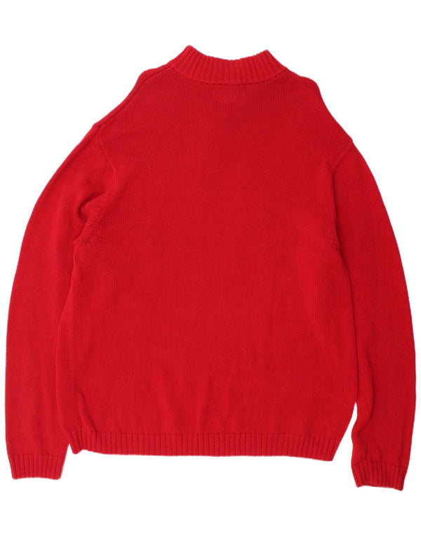 Suéter masculino Chaps com zíper e gola 2XL de algodão vermelho