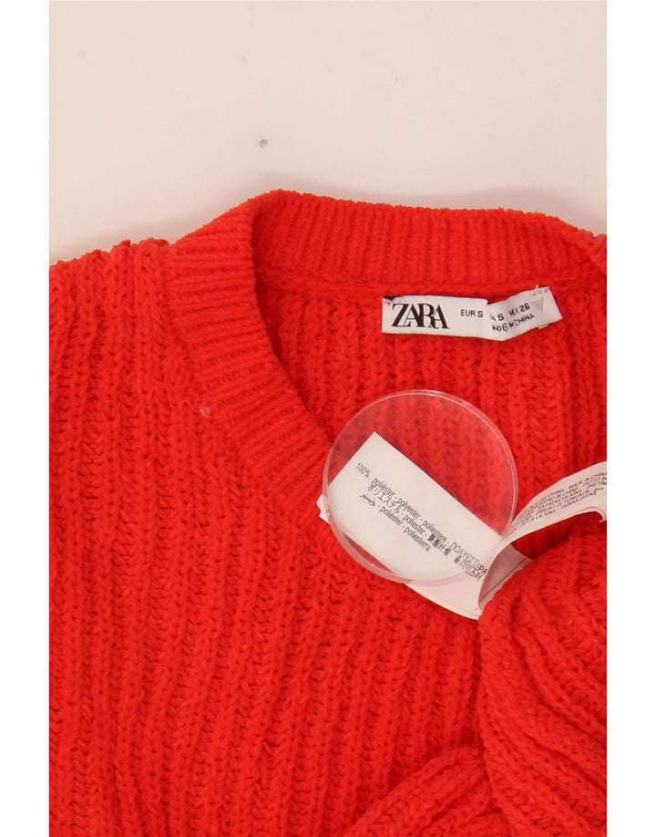 Suéter feminino ZARA com gola redonda grande e gola redonda Reino Unido 10 pequeno vermelho