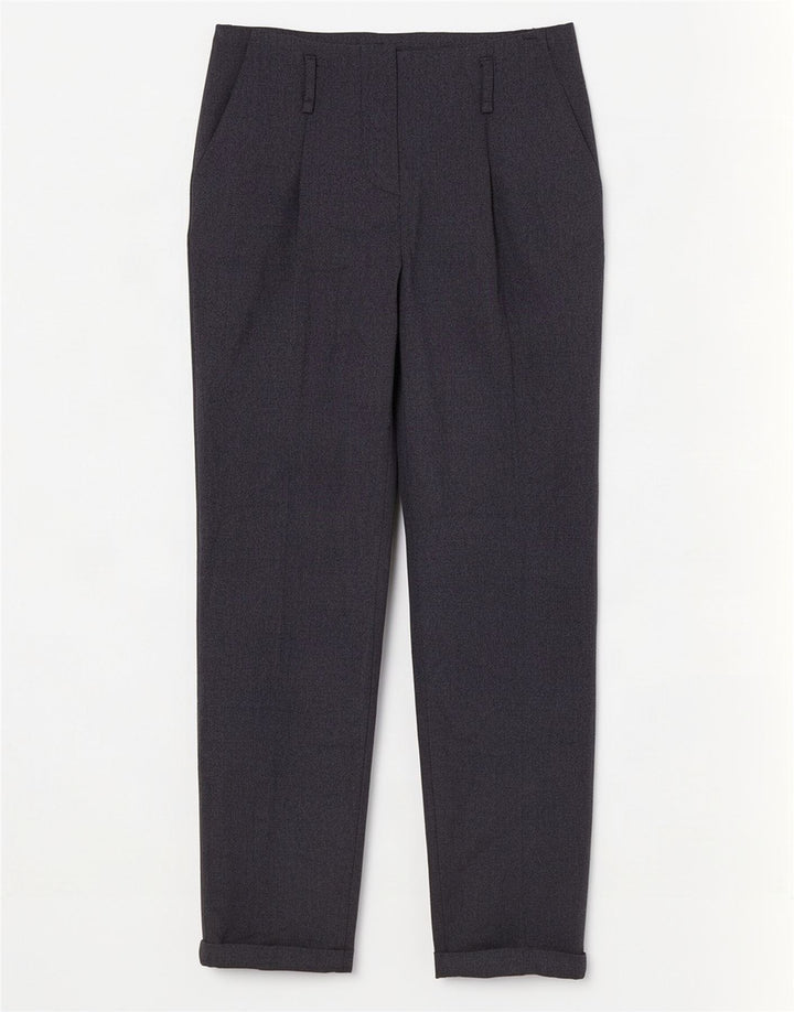 Calça chino reta feminina Zara pequena W26 L28 azul marinho poliéster
