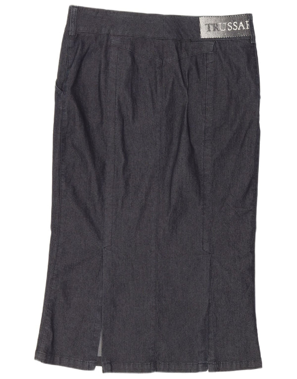 Trussardi saia feminina jeans trompete IT 44 médio W30 algodão azul marinho