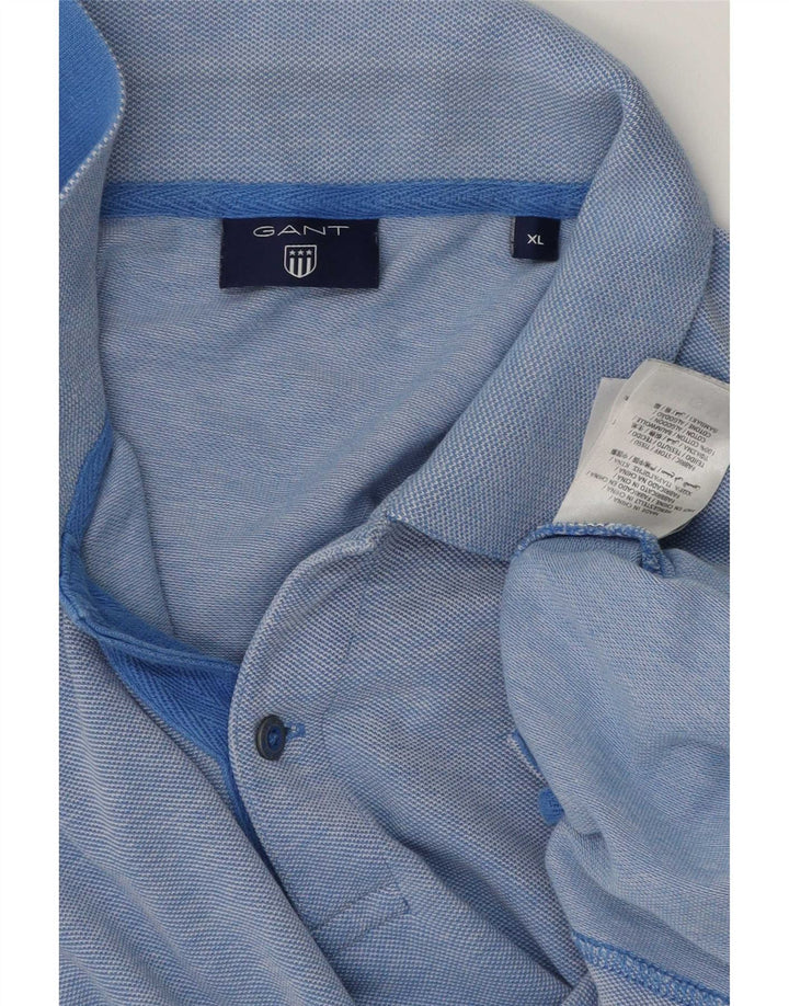Camisa polo masculina Gant XL algodão manchado azul