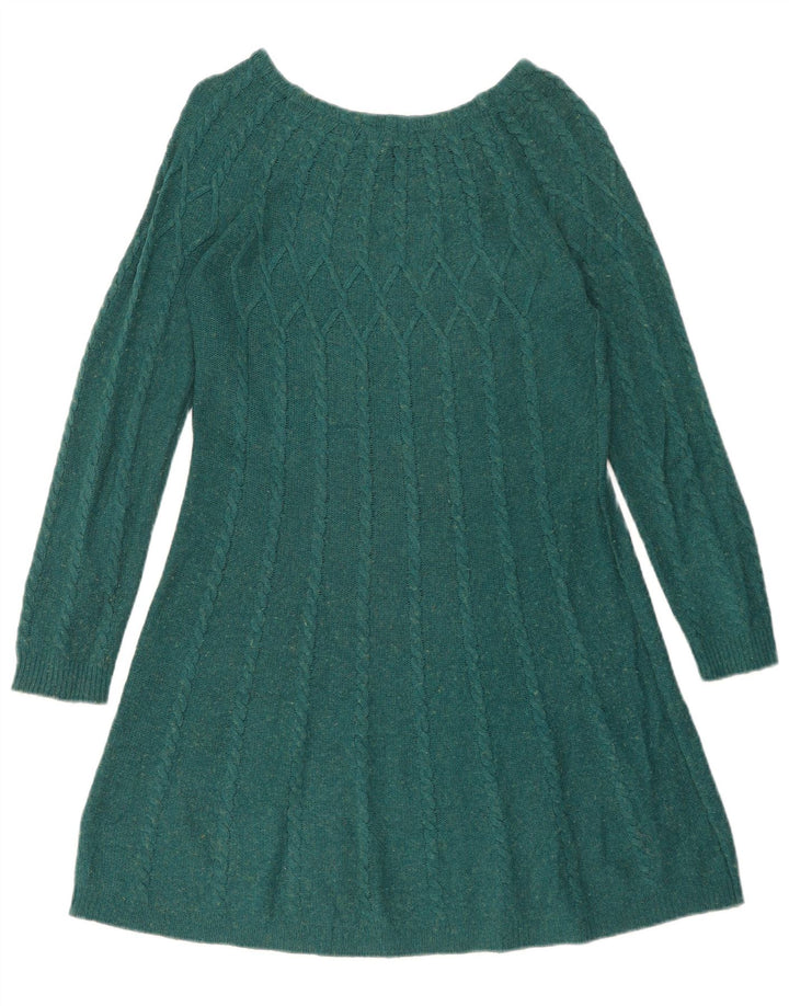 Vestido jumper feminino White Stuff UK 14 algodão verde médio