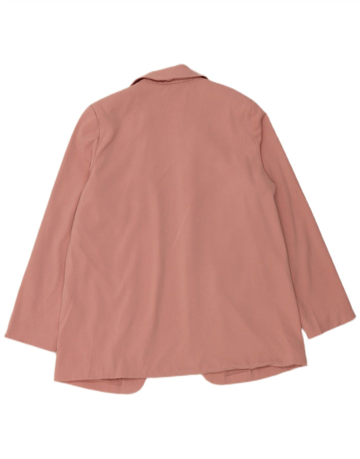 Jaqueta Blazer aberta feminina Marks & Spencer Reino Unido 14 grande poliéster rosa