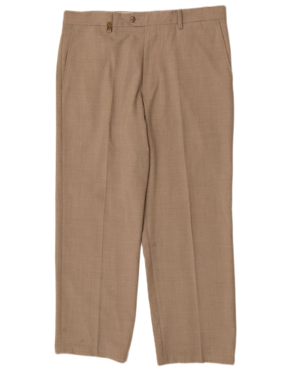 Calça masculina Farah de terno reto W36 L29 poliéster bege