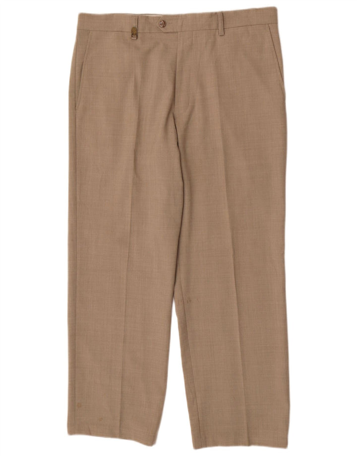 Calça masculina Farah de terno reto W36 L29 poliéster bege