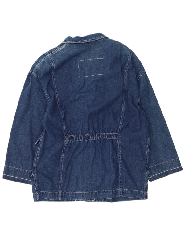 Jaqueta blazer jeans feminina vintage com 3 botões Reino Unido 16 grande algodão azul marinho