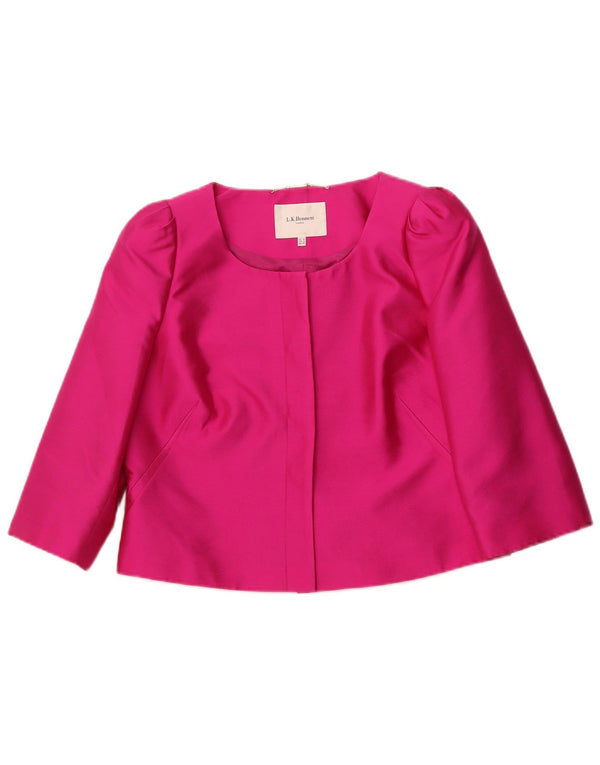 L.K. Jaqueta blazer feminina BENNETT manga 3/4 Reino Unido 16 grande seda rosa