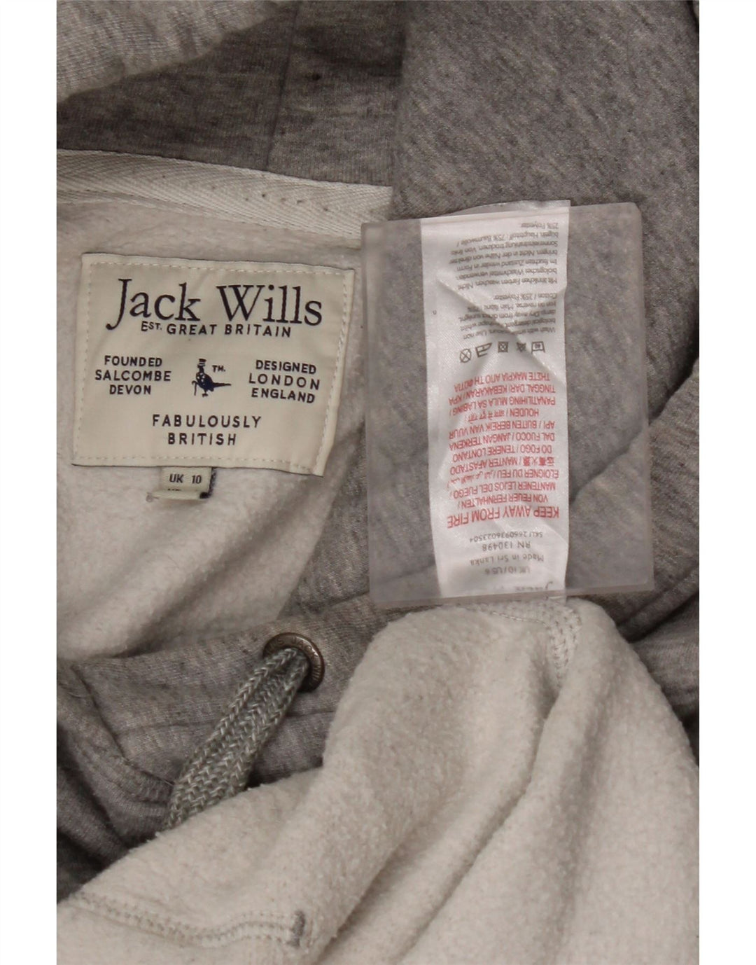 Jumper feminino com capuz grande JACK WILLS Reino Unido 10 algodão cinza pequeno