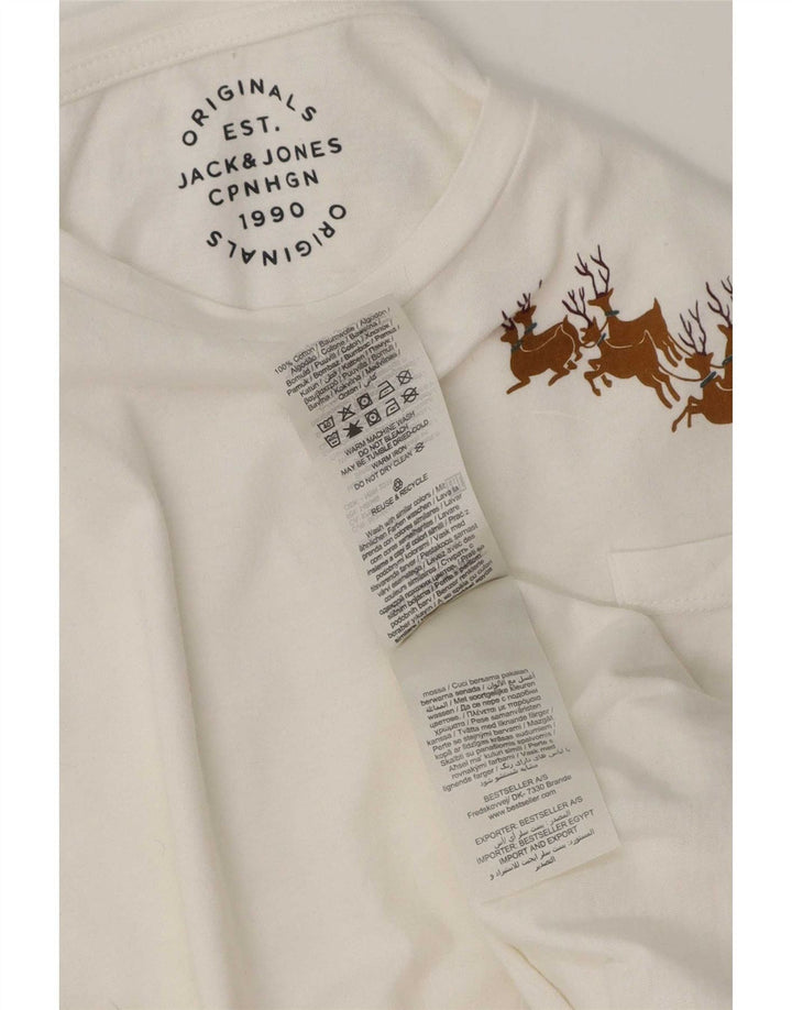 Camiseta gráfica masculina Jack & Jones Top médio algodão branco