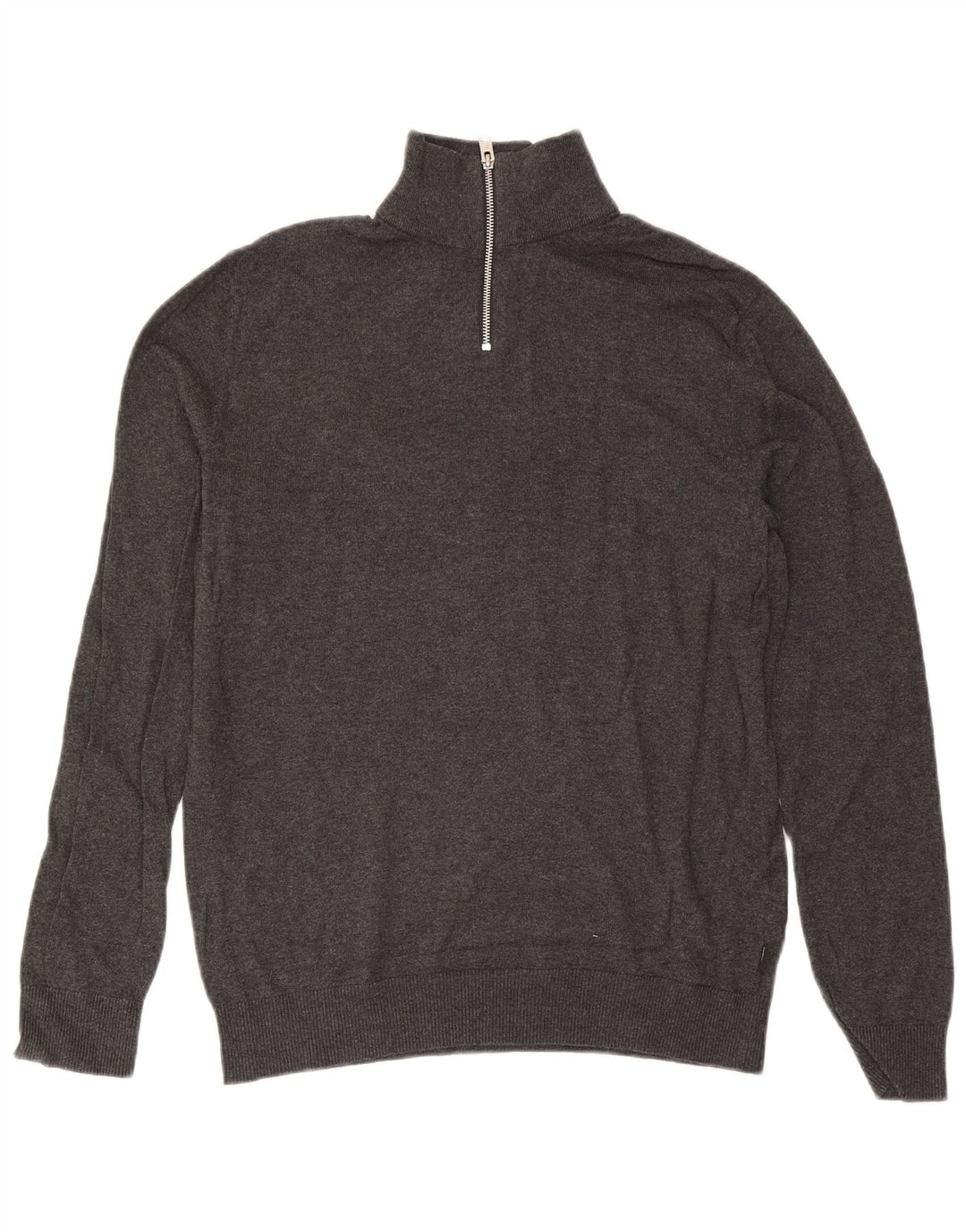 Suéter masculino Jack & Jones com zíper e gola em algodão cinza médio