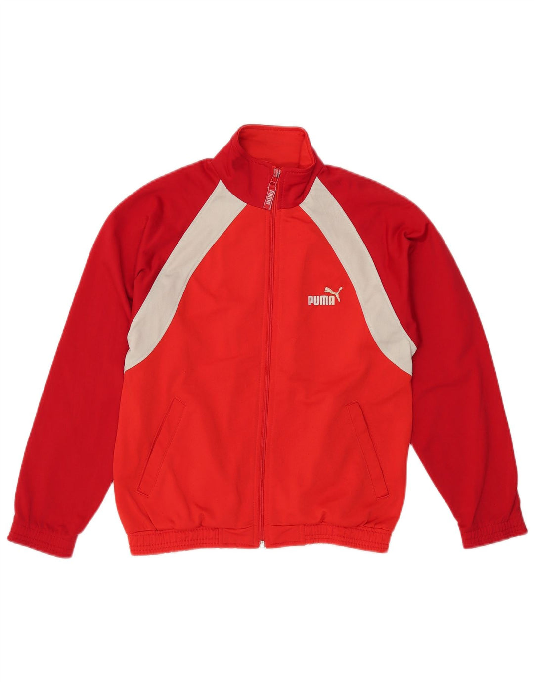 PUMA Boys Tracksuit Top Jacket 9-10 Anos Vermelho Colorblock Poliéster