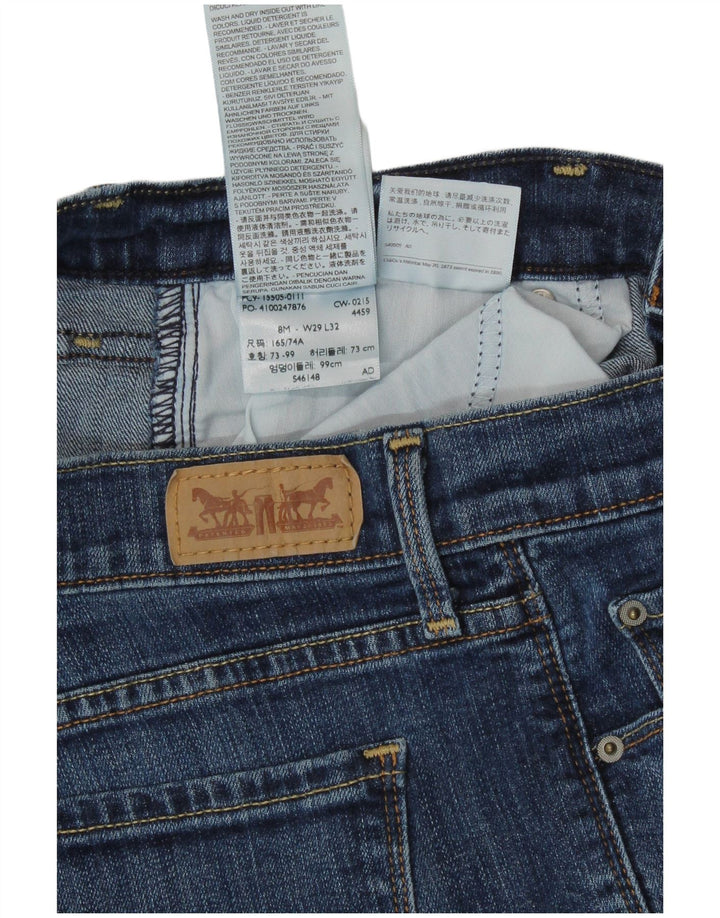 Jeans recortados femininos Levi's US 8 médio W29 L34 algodão azul